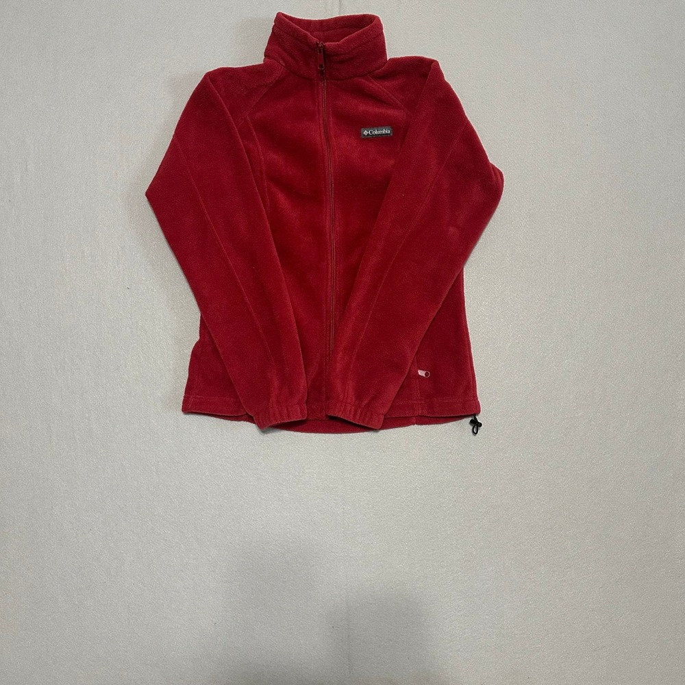 Columbia Benton Springs Red‎ Full Zip Fleece Jacket Womens Small Outdoor Layer